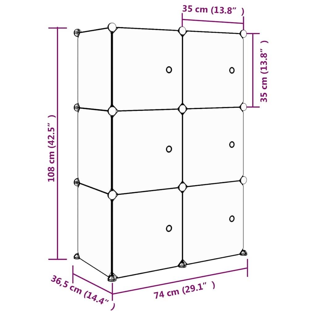 Pink Cube Storage Cabinet 74 cm x 36.5 cm x 108 cm