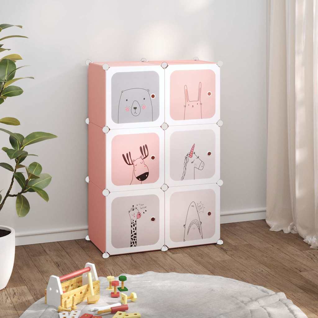 Pink Cube Storage Cabinet 74 cm x 36.5 cm x 108 cm