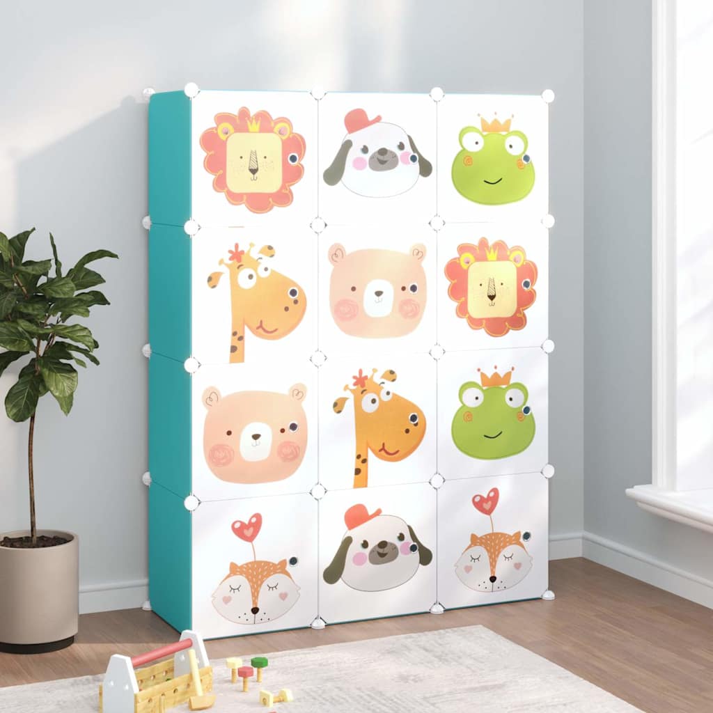 Kids Storage Cabinet Green Plastic 110 cm x 36.5 cm x 143.5 cm