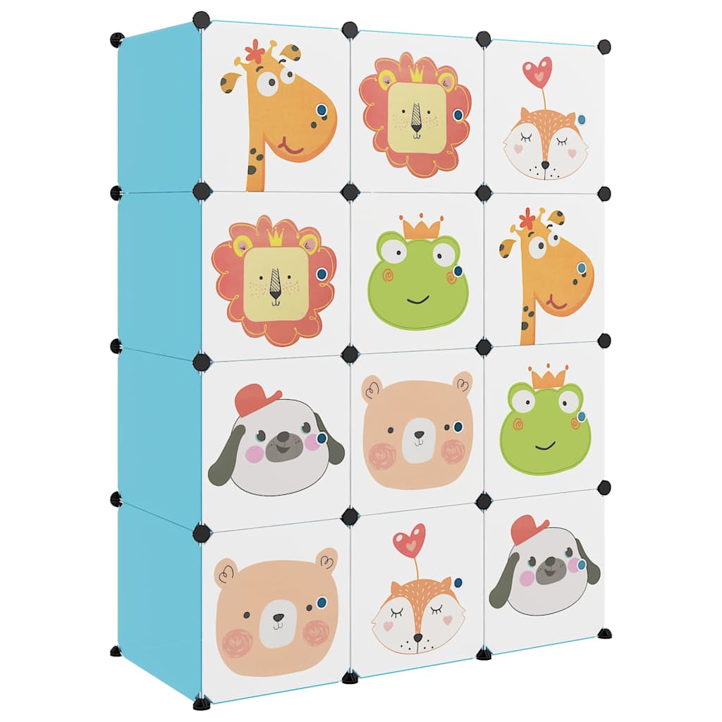 Kids Storage Cabinet Blue Cubes 110 cm x 46.5 cm x 144 cm