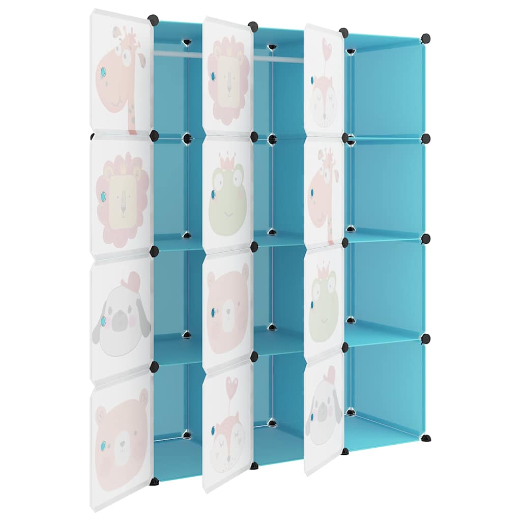 Kids Storage Cabinet Blue Cubes 110 cm x 46.5 cm x 144 cm