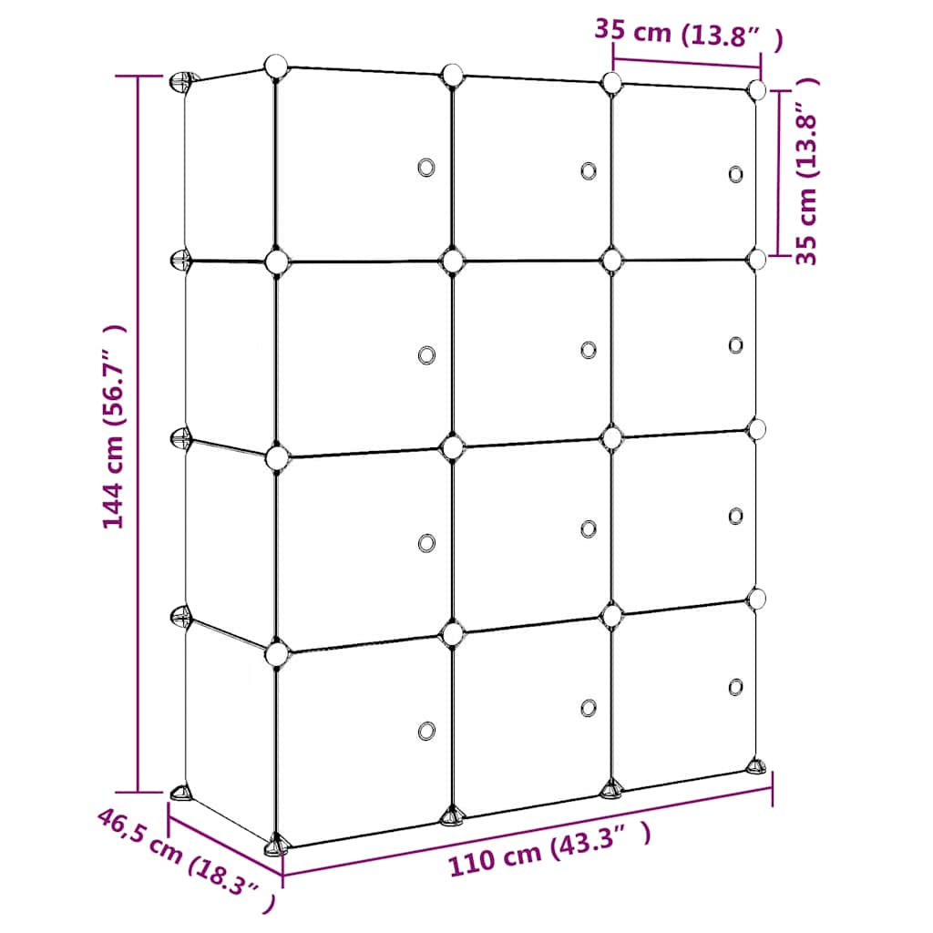 Kids Storage Cabinet Blue Cubes 110 cm x 46.5 cm x 144 cm