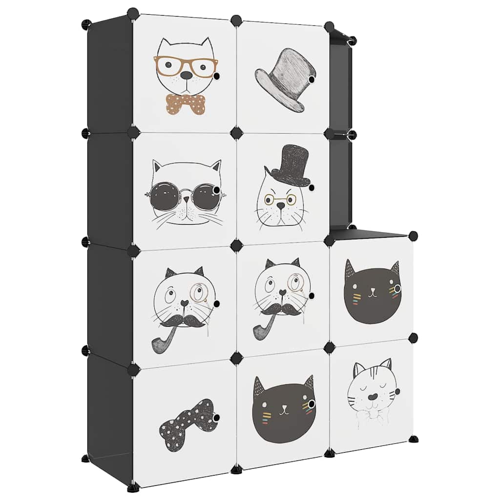 Kids Storage Cabinet Black Cubes 110 cm x 46.5 cm x 144 cm