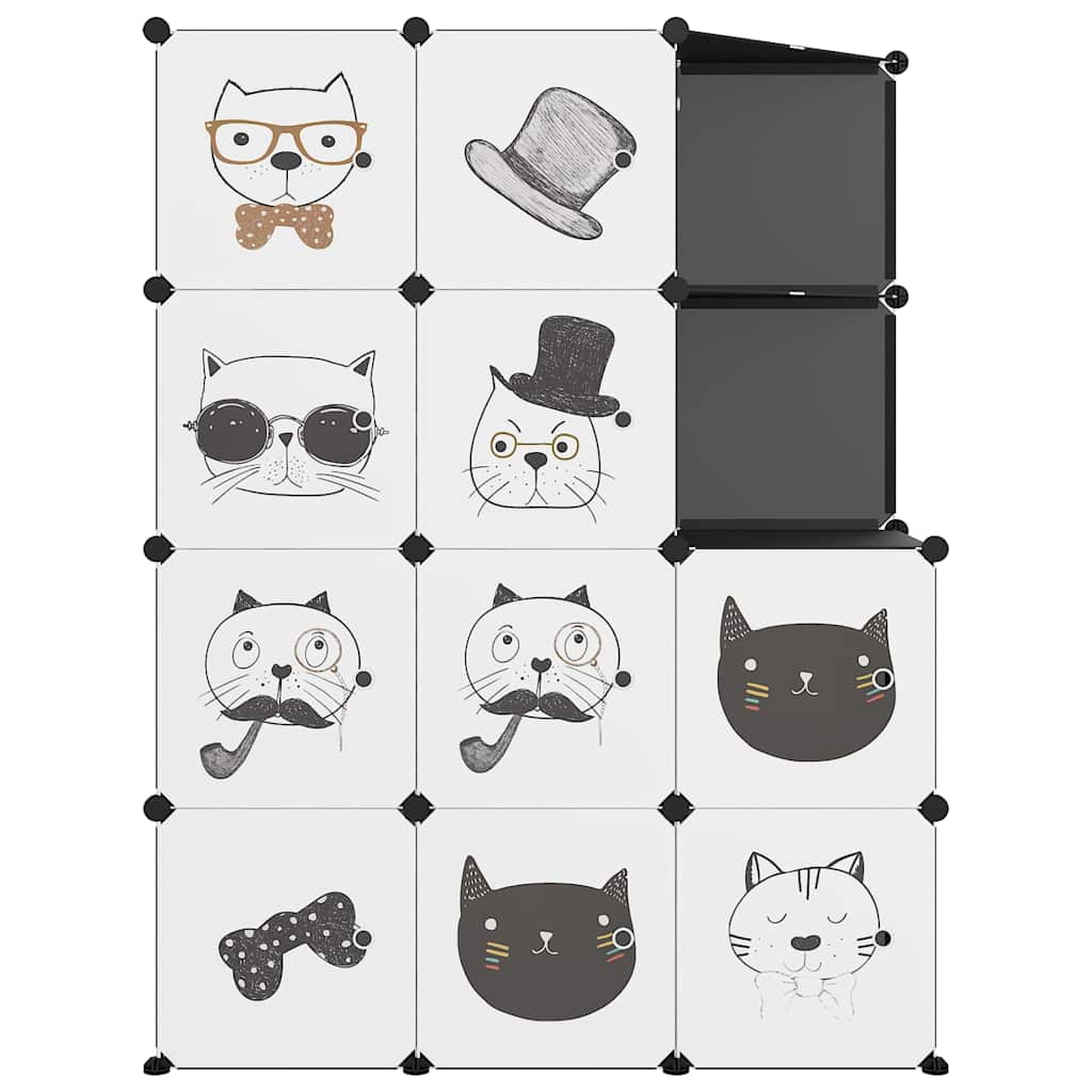 Kids Storage Cabinet Black Cubes 110 cm x 46.5 cm x 144 cm
