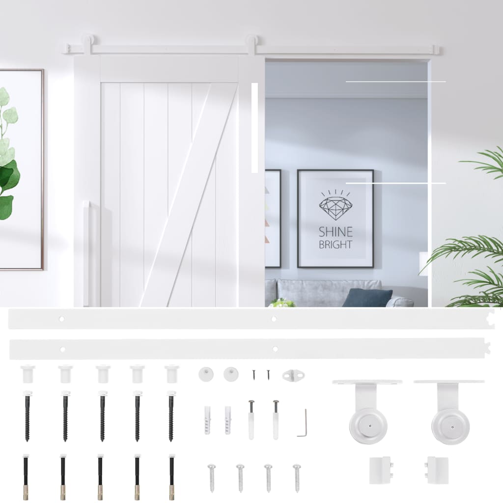 Sliding Door Hardware Kit 200cm Steel White | Simpledeals