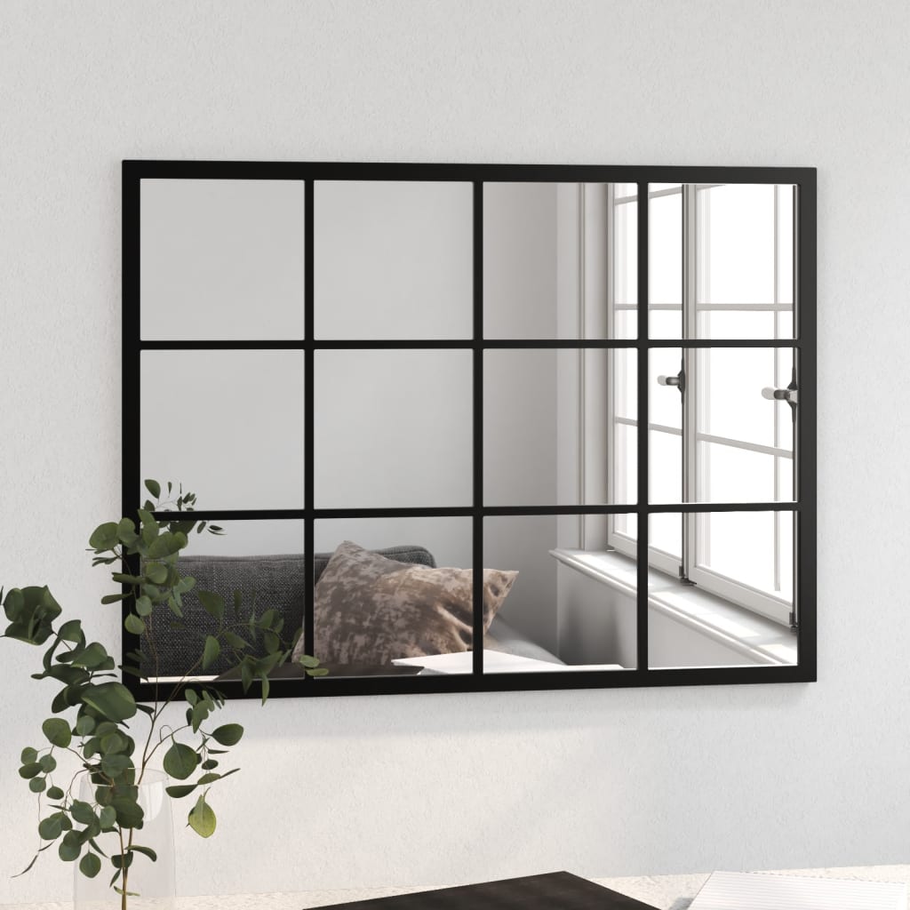Black Metal Wall Mirror 80x60cm | Simpledeals