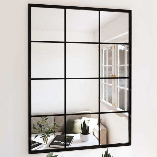 Black Metal Wall Mirror 80x60cm