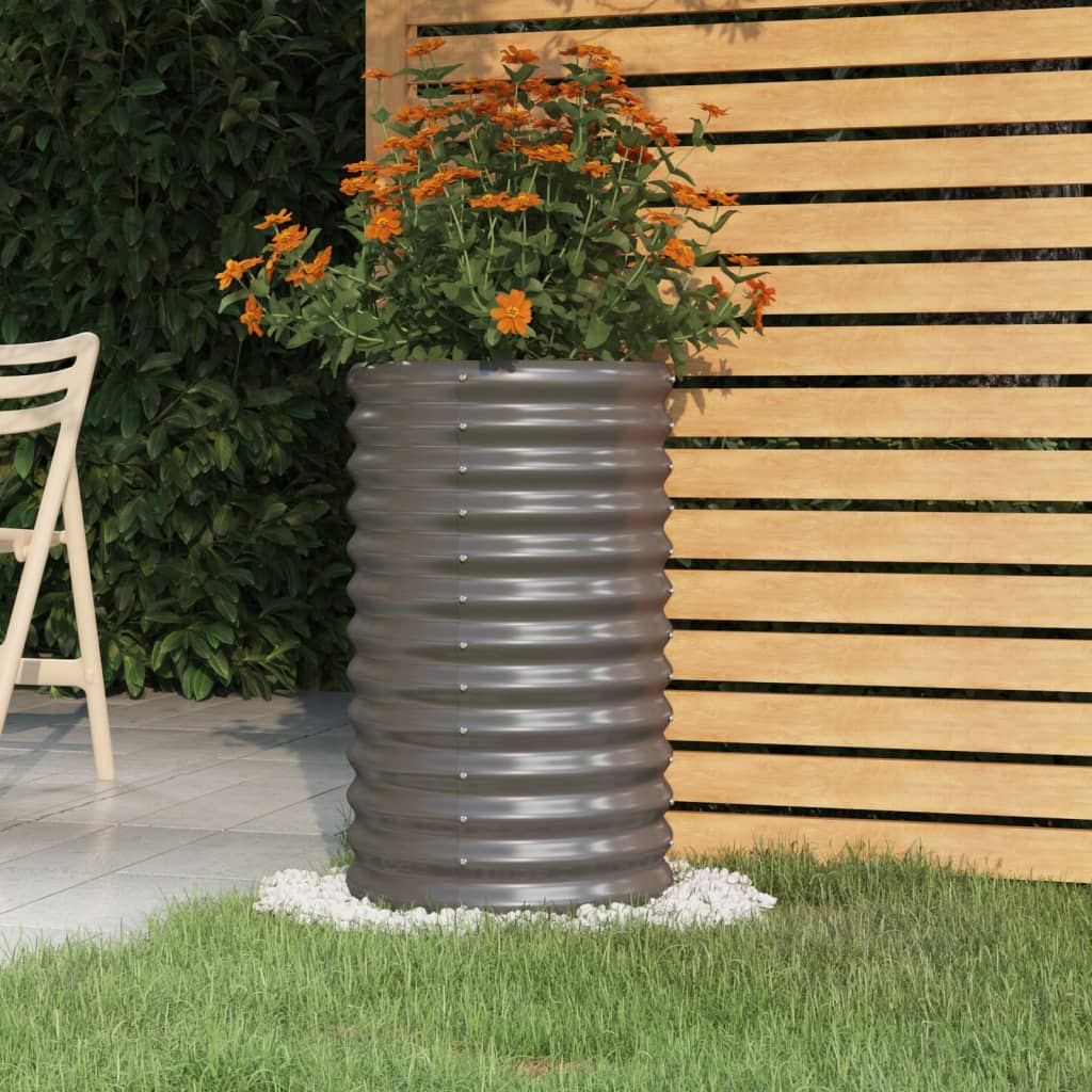 Galvanised Steel Garden Planter 40x68cm Grey | Simpledeals