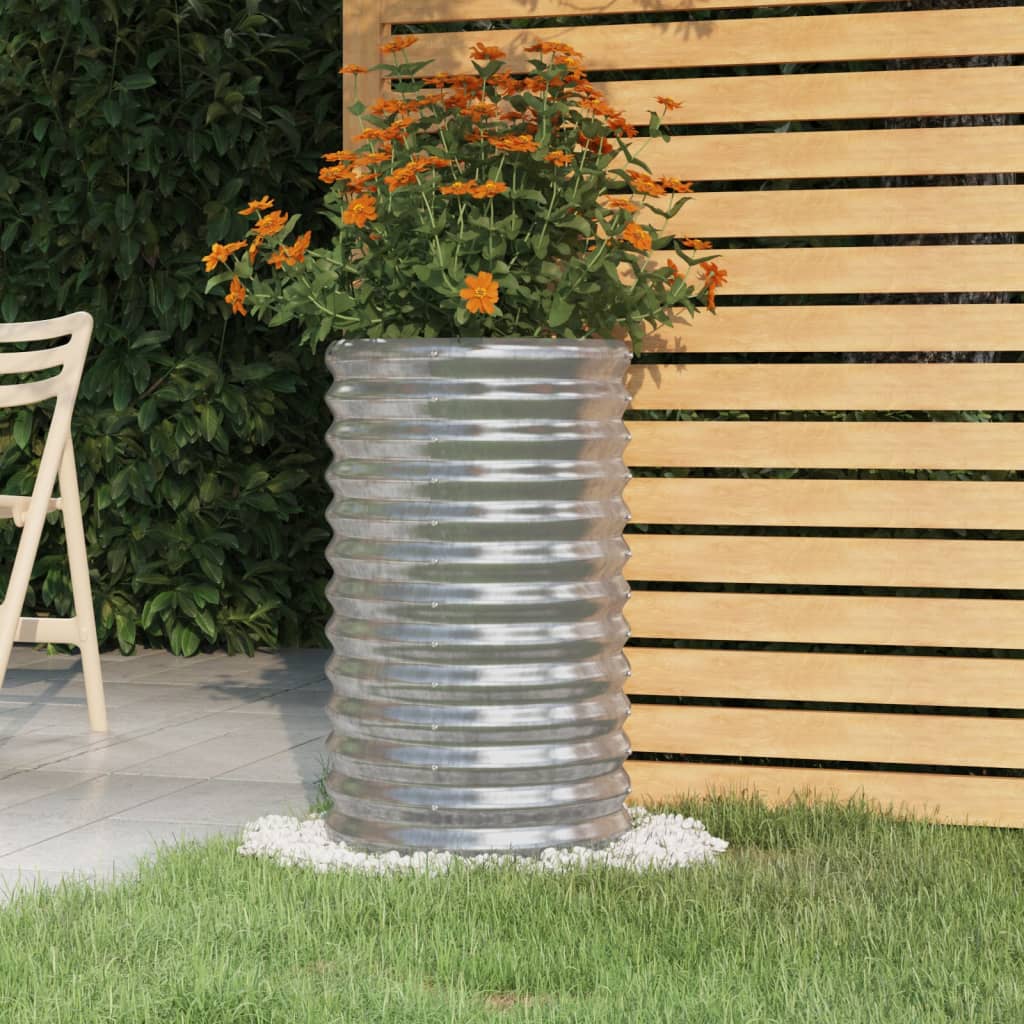 Galvanised Steel Garden Planter 40x68cm Silver | Simpledeals