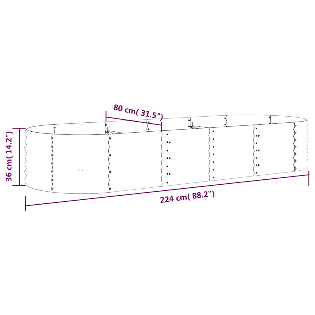 Galvanised Steel Raised Garden Bed 224cm | Simpledeals