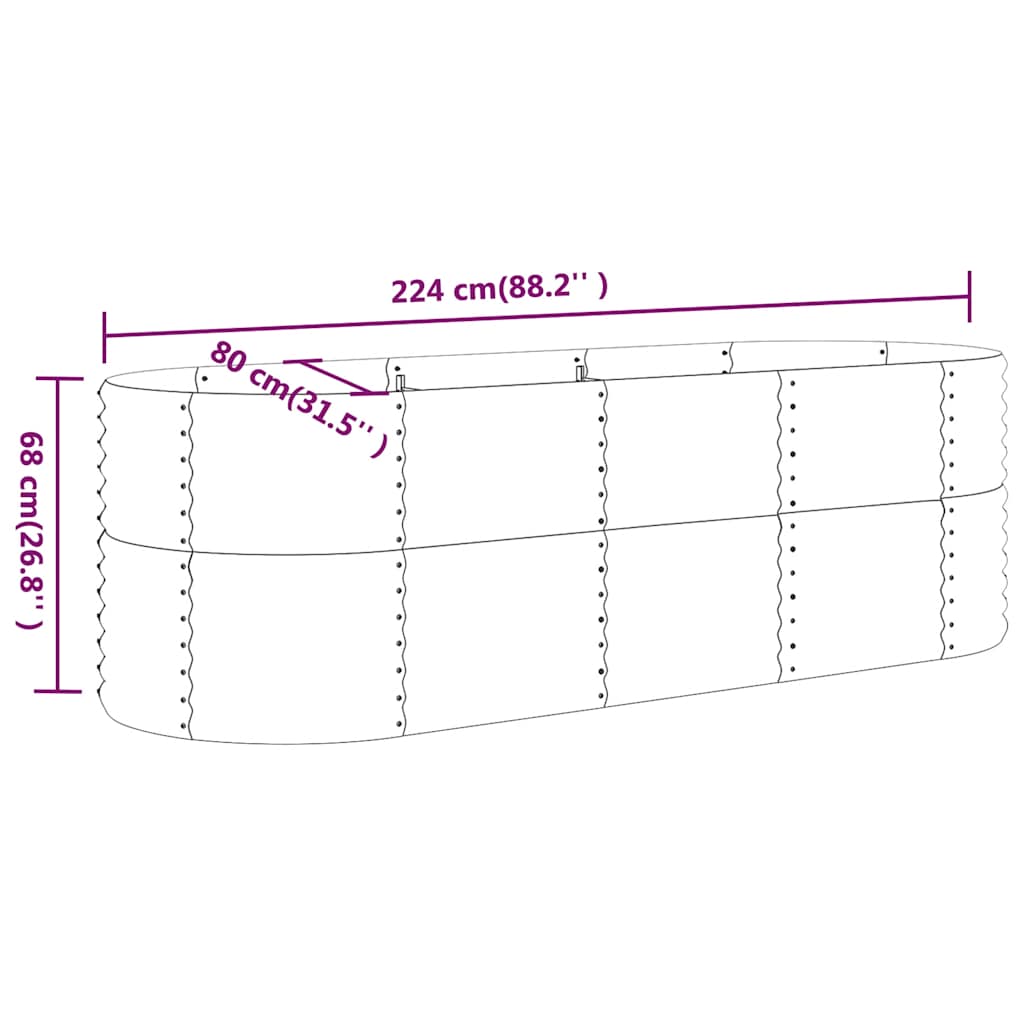 Galvanised Steel Raised Garden Bed 224x80cm | Simpledeals