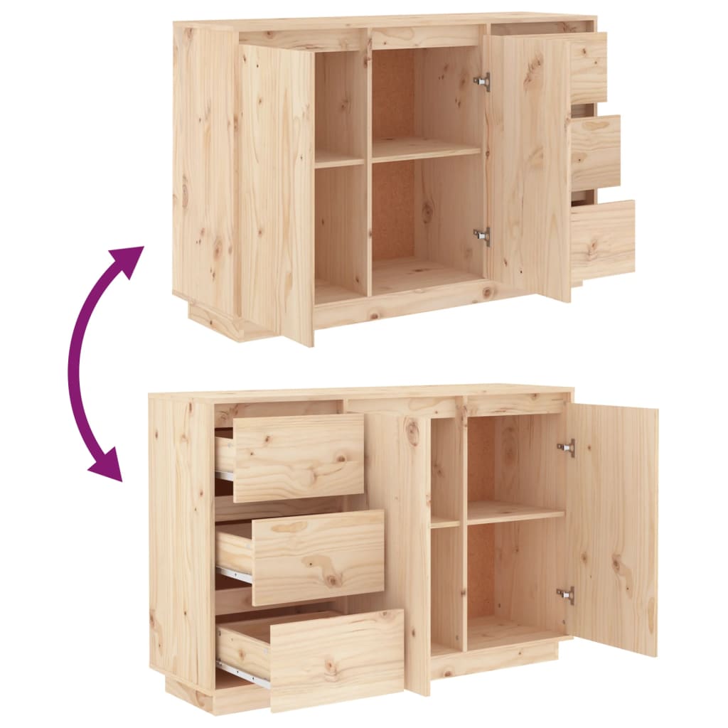 Solid Pine Wood Sideboard 3 Drawers 2 Doors | Simpledeals