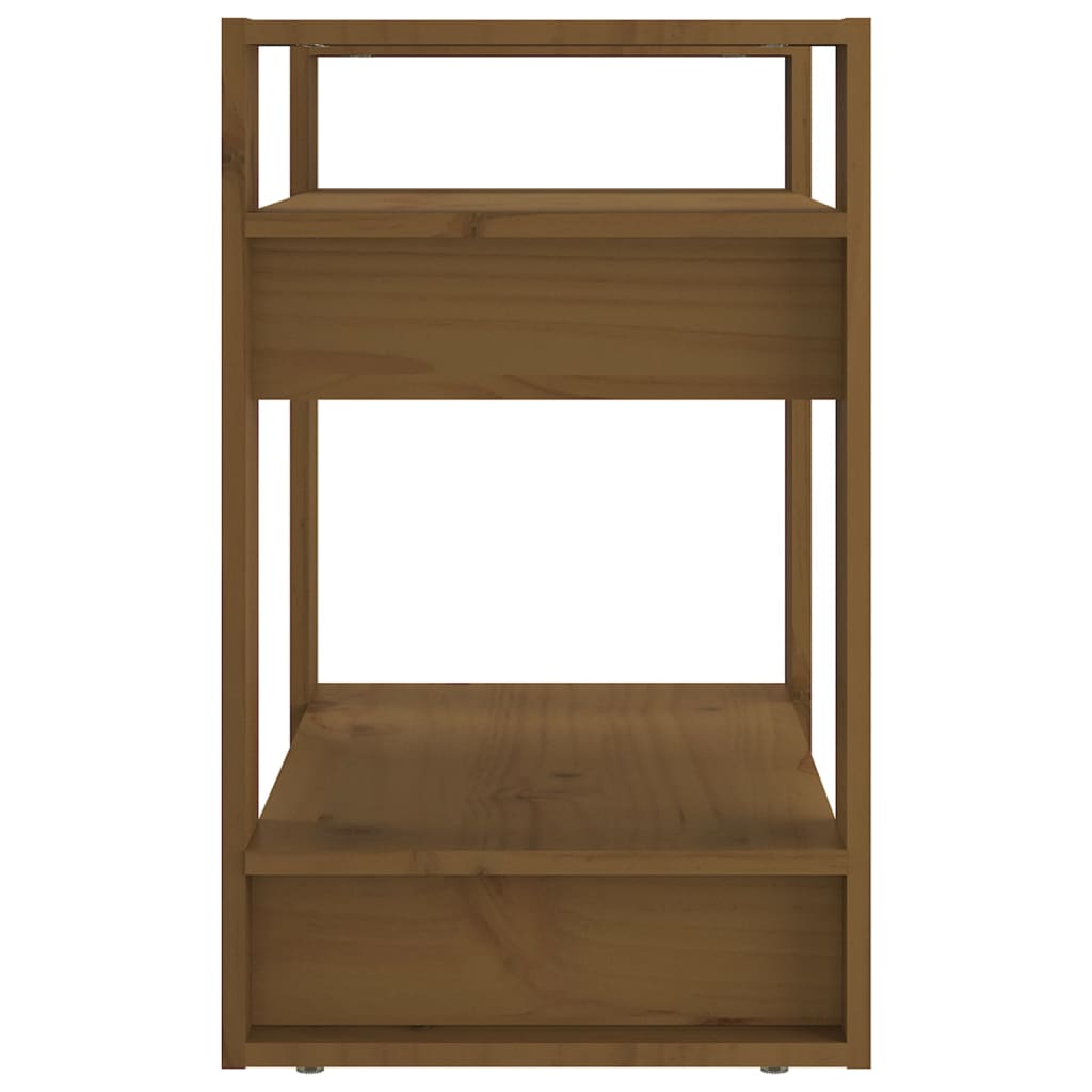 Book Cabinet-Room Divider Honey Brown Solid Wood
