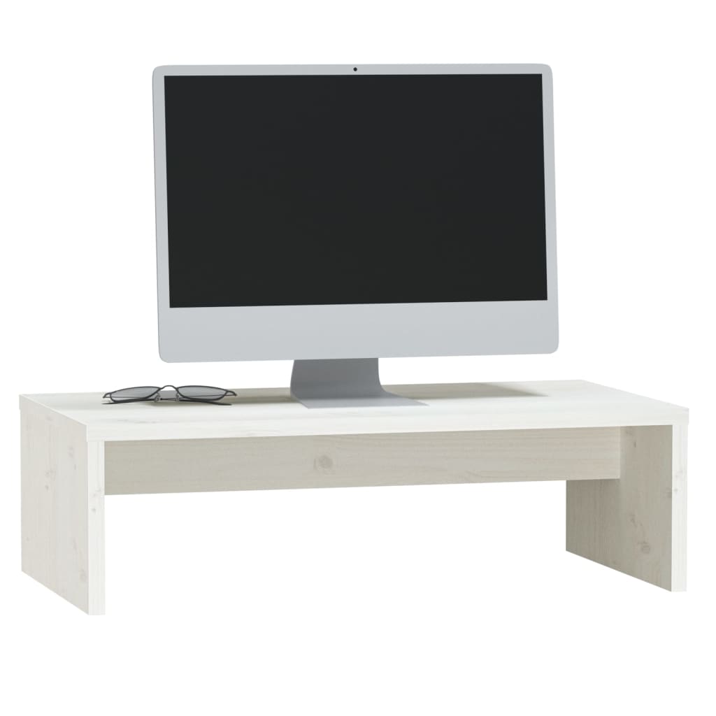 Monitor Stand White Solid Wood Pine