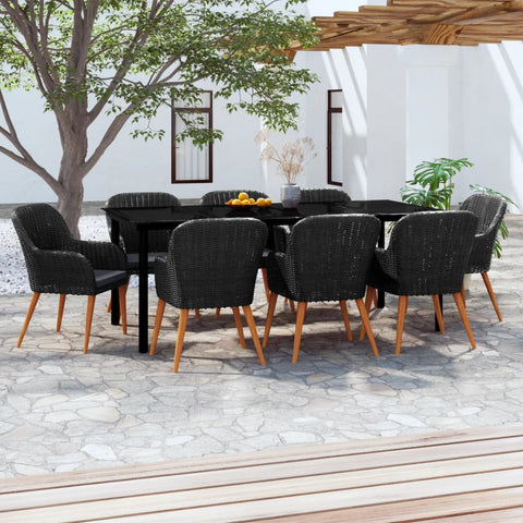 Elegant Fresco Dining: 9 Piece Garden Dining Set in Stylish Black with Cushions