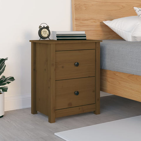 Bedside Cabinet Honey Brown - Solid Wood Pine
