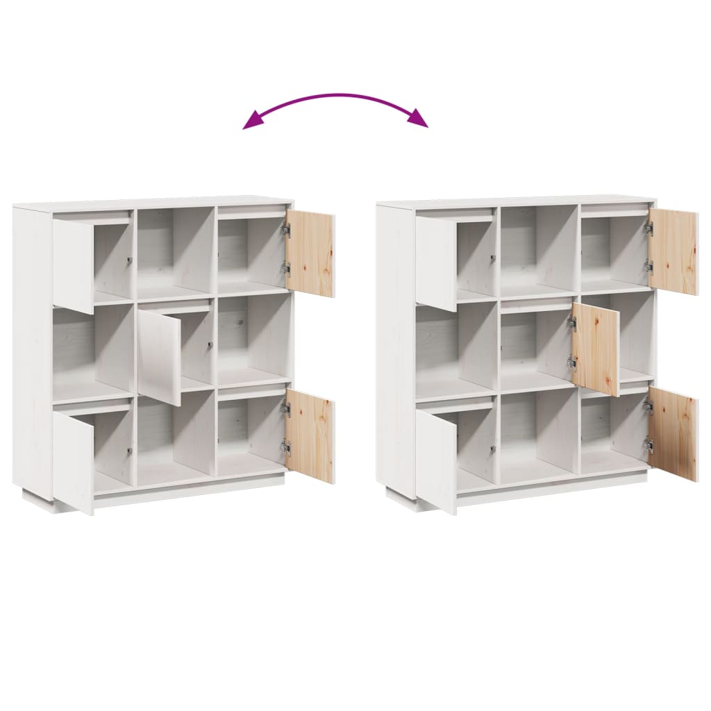 Highboard White Solid Wood Pine