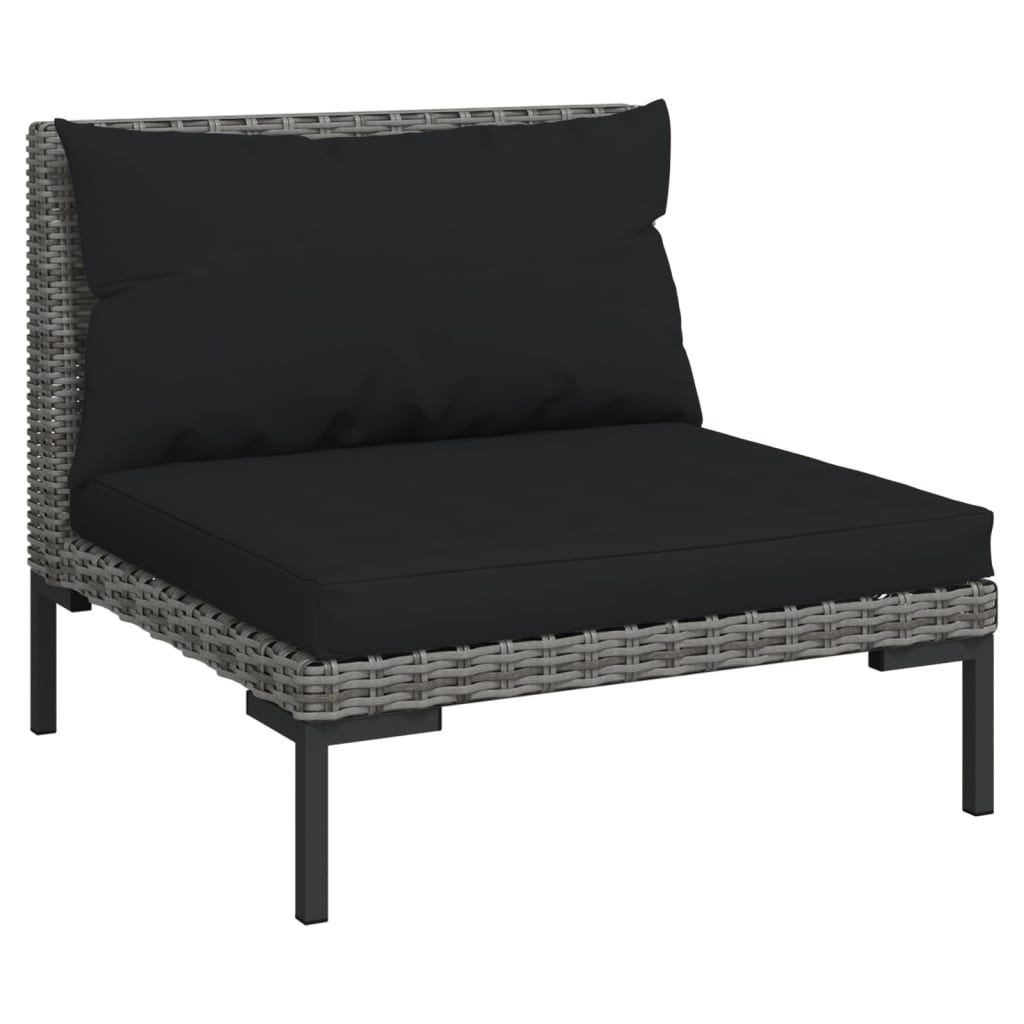13 Piece Garden Lounge Set with Cushions Dark Grey Poly Rattan