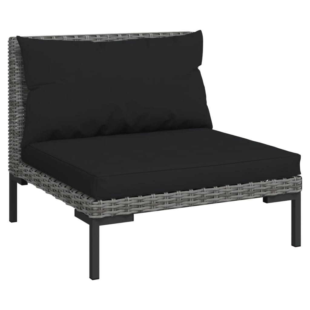 10 Piece Garden Lounge Set with Cushions Dark Grey Poly Rattan