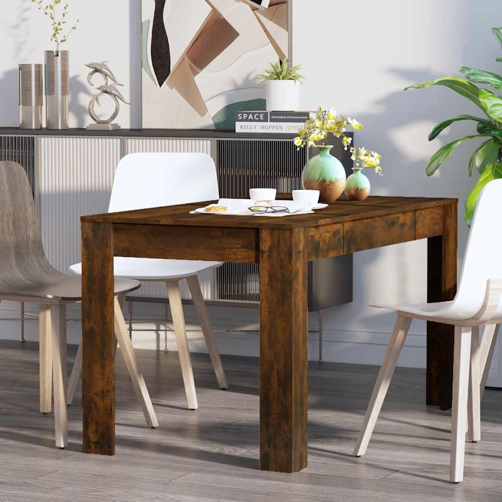 Smoked Oak Dining Table 140cm Engineered Wood | Simpledeals