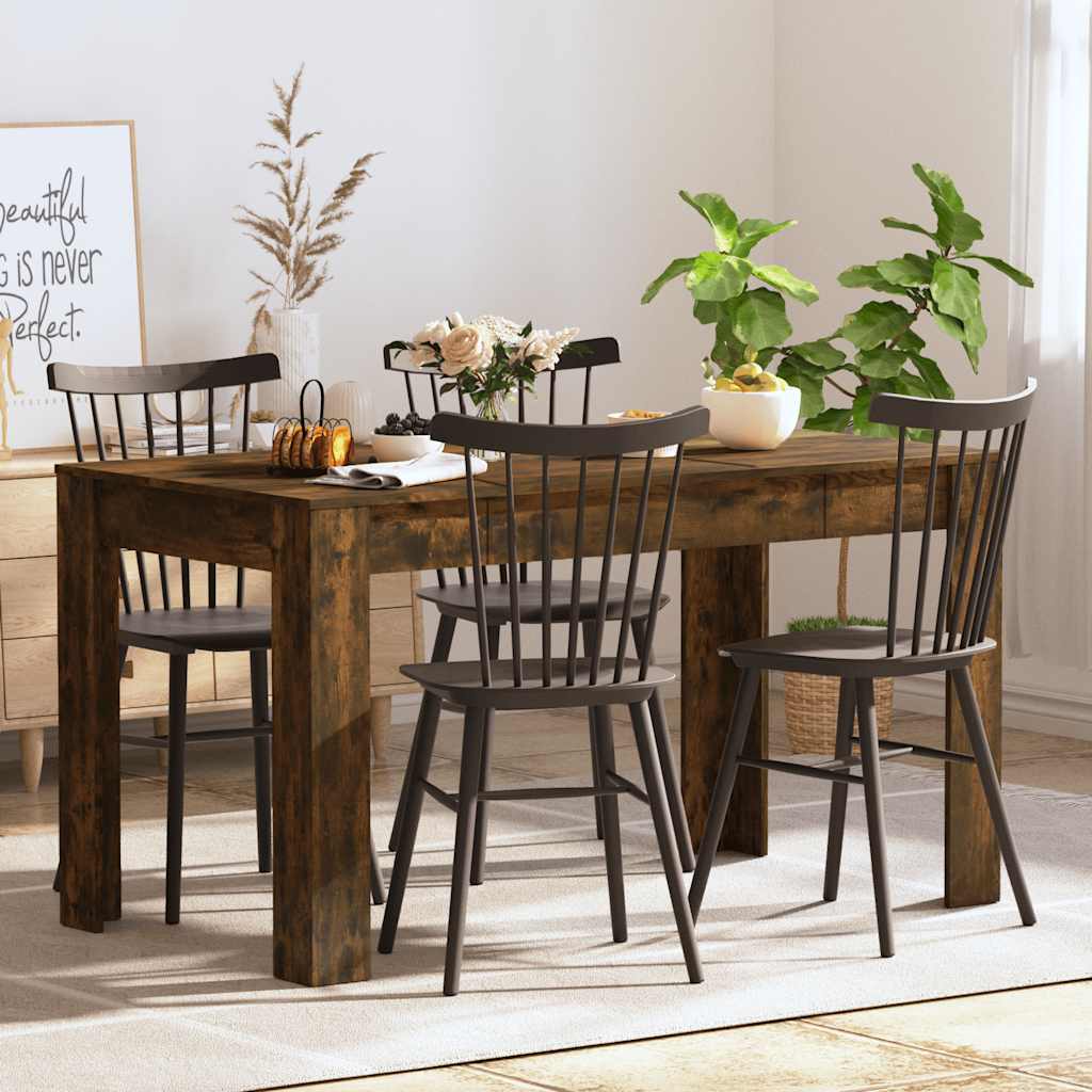 Smoked Oak Dining Table 140cm Engineered Wood | Simpledeals