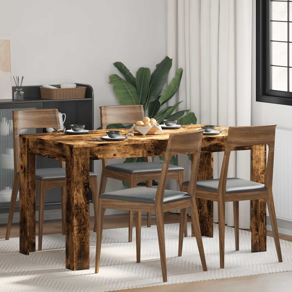 Smoked Oak Dining Table 140cm Engineered Wood | Simpledeals