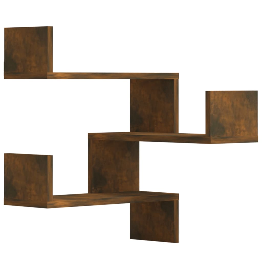 Wall Corner Shelves Set 2 Smoked Oak 40x40x50cm | Simpledeals