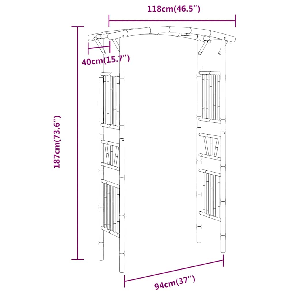 Bamboo Rose Arch Garden Trellis 118x187cm | Simpledeals