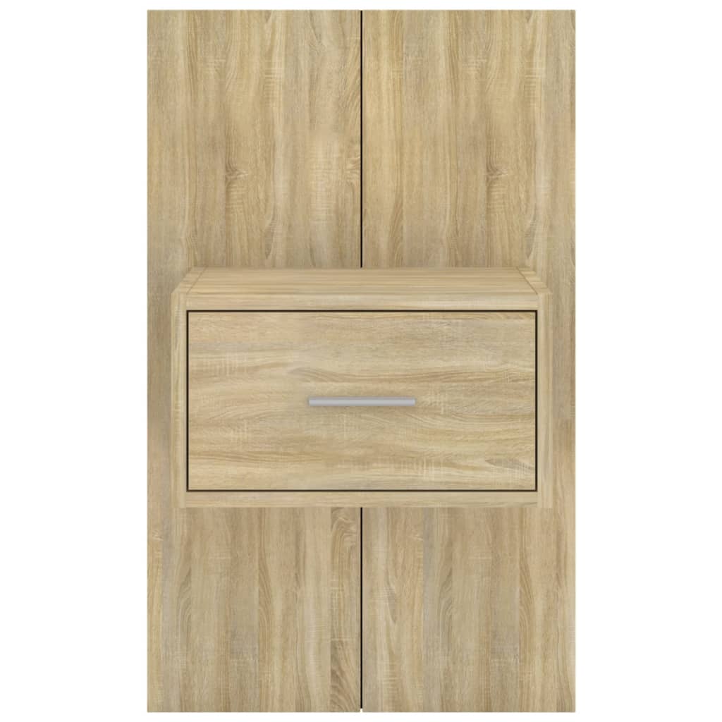 Wall Bedside Cabinet Oak Engineered Wood
