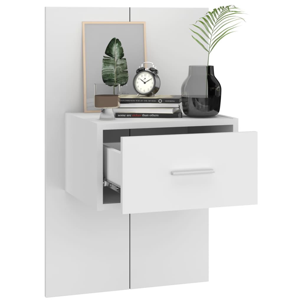 Wall Bedside Cabinet High Gloss White
