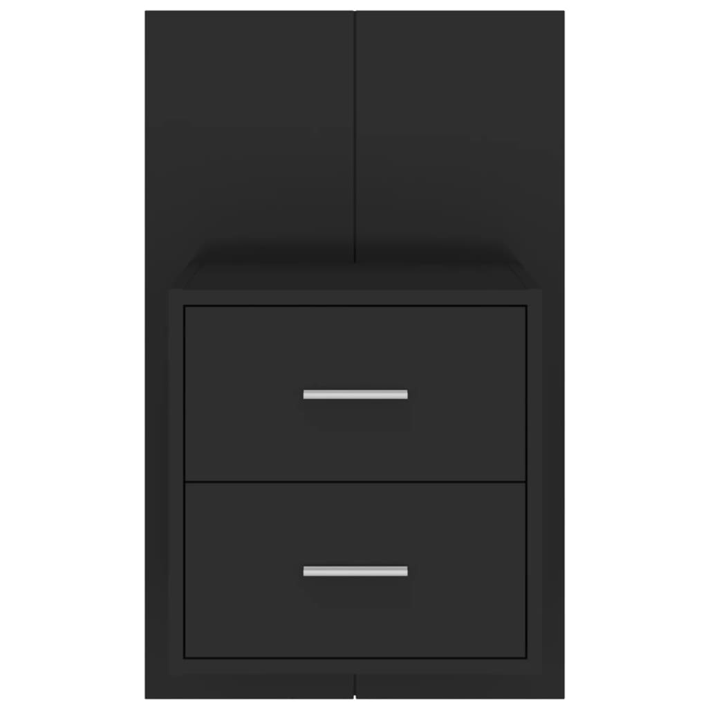 Black Engineered Wood Wall Bedside Cabinet