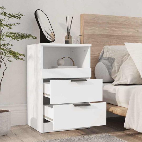 White Bedside Table 2 Drawer Nightstand