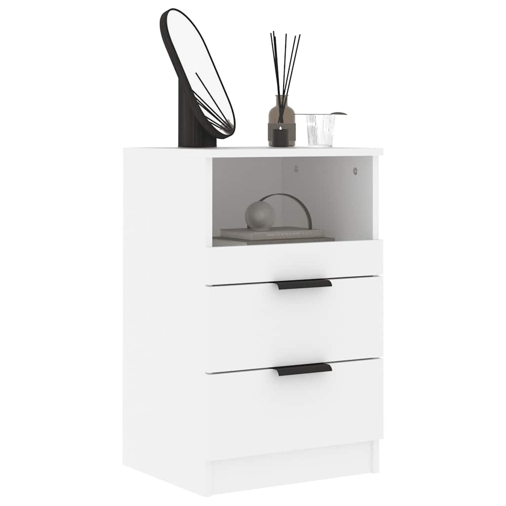 White Bedside Table 2 Drawer Nightstand | Simpledeals