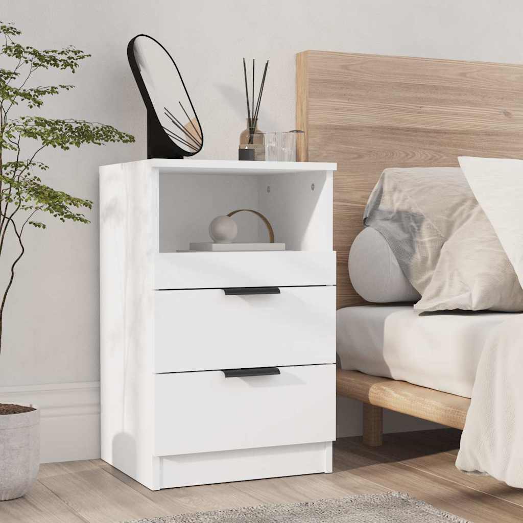 White Bedside Table 2 Drawer Nightstand | Simpledeals