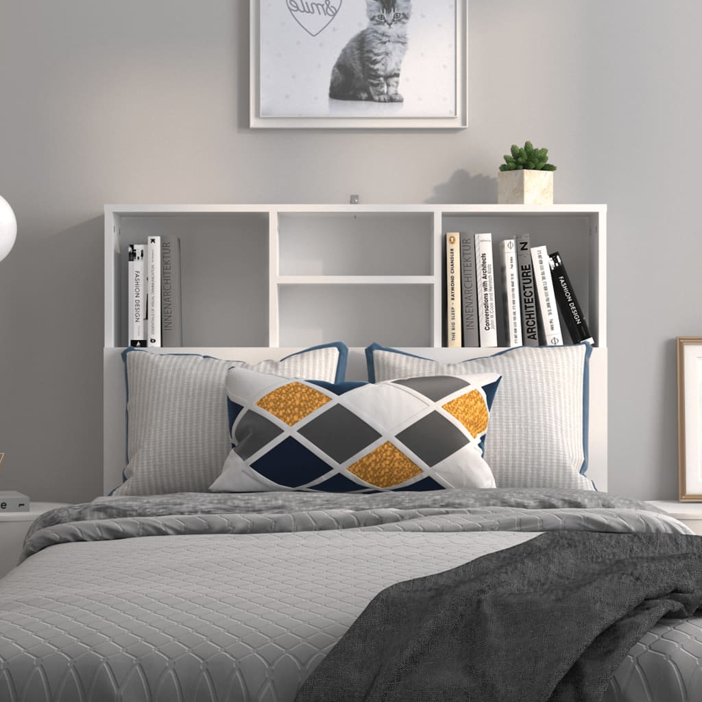 Headboard Cabinet White 100cm Bedroom Storage | Simpledeals