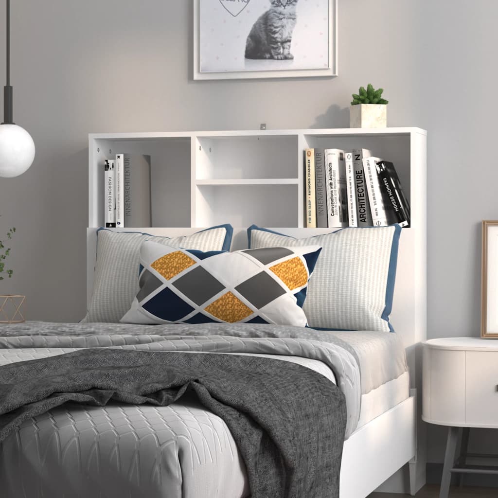 Headboard Cabinet White 100cm Bedroom Storage | Simpledeals