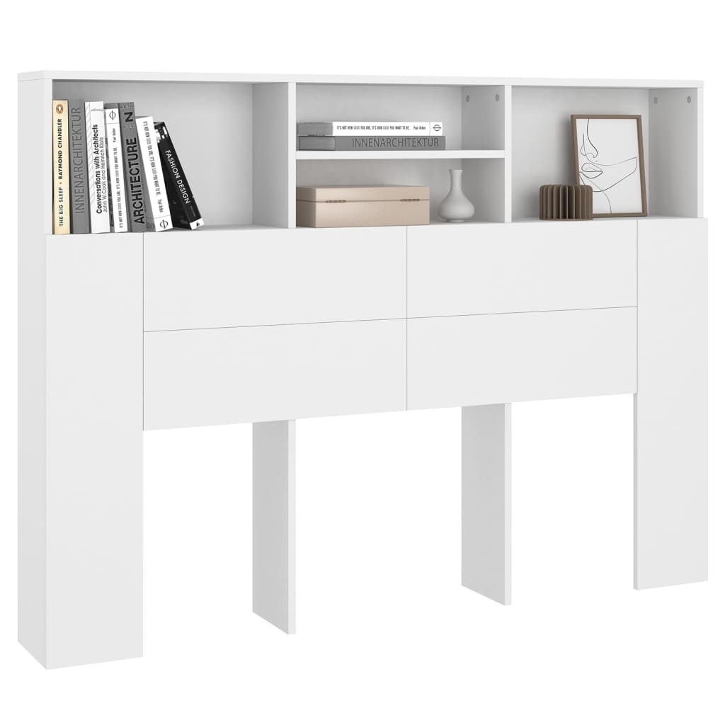 Headboard Cabinet White 140cm Storage | Simpledeals