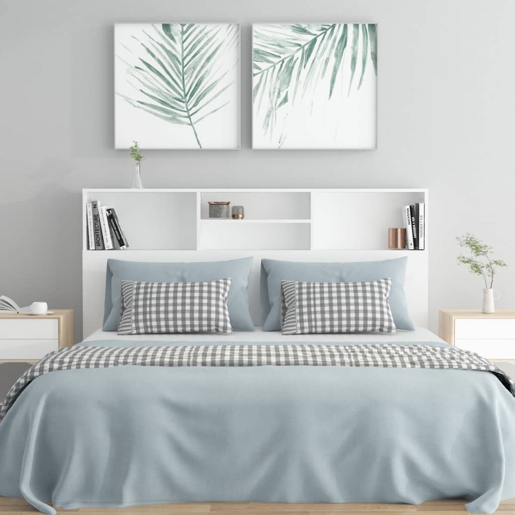 Headboard Cabinet White 160cm Queen King Bed | Simpledeals
