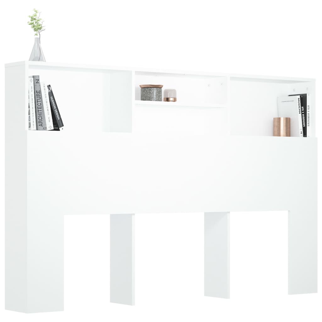 Headboard Cabinet White 160cm Queen King Bed | Simpledeals