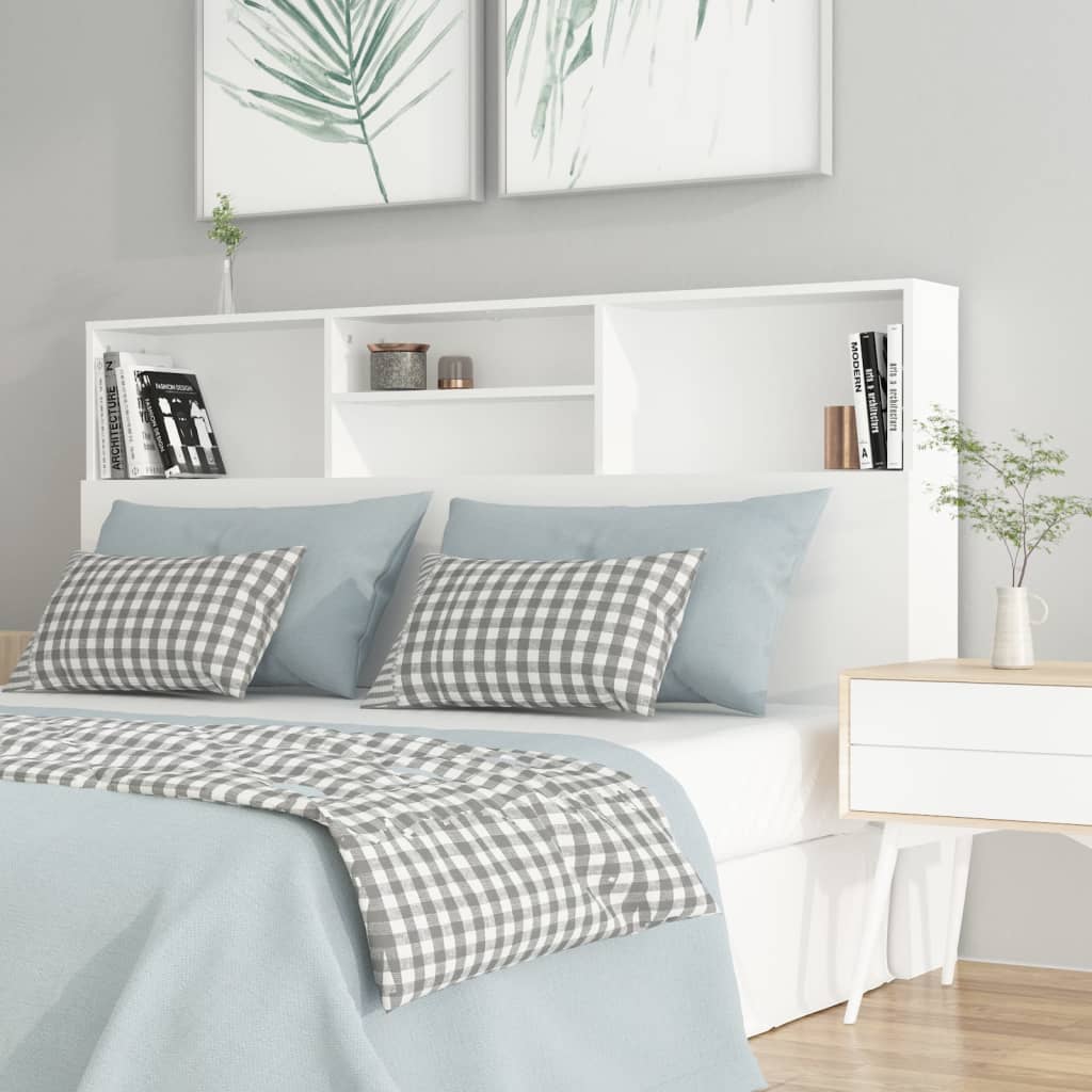 Headboard Cabinet White 160cm Queen King Bed | Simpledeals
