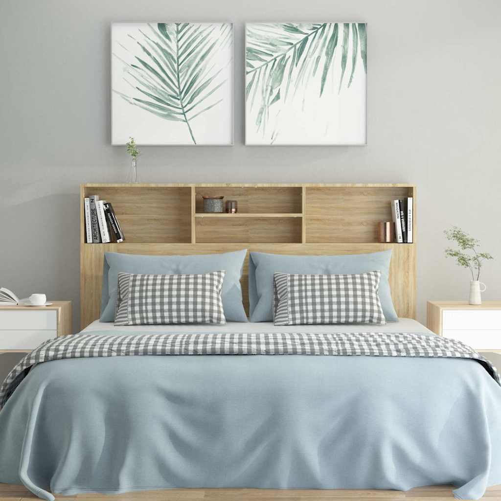 Headboard Cabinet Sonoma Oak 160cm Bedroom Storage | Simpledeals