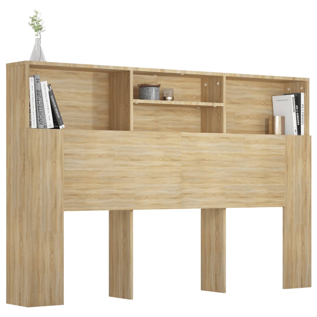 Headboard Cabinet Sonoma Oak 160cm Bedroom Storage | Simpledeals