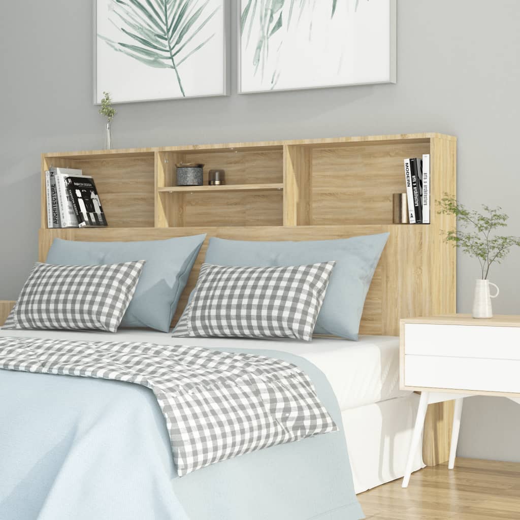 Headboard Cabinet Sonoma Oak 160cm Bedroom Storage | Simpledeals