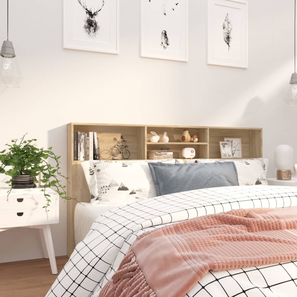 Headboard Cabinet Sonoma Oak 180cm Storage | Simpledeals