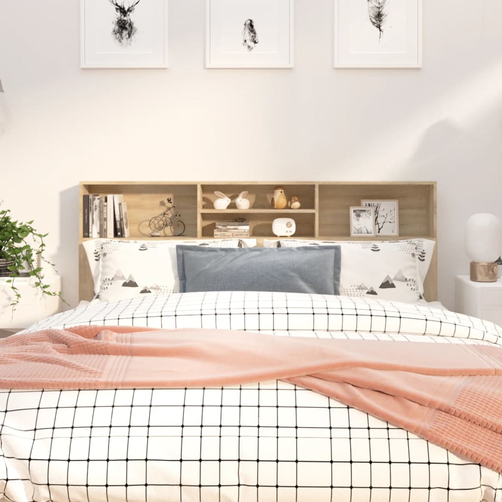 Headboard Cabinet Sonoma Oak 180cm Storage | Simpledeals