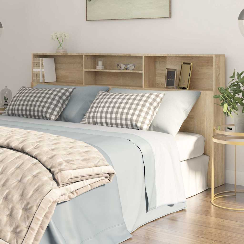 Headboard Cabinet Sonoma Oak 200cm Storage | Simpledeals