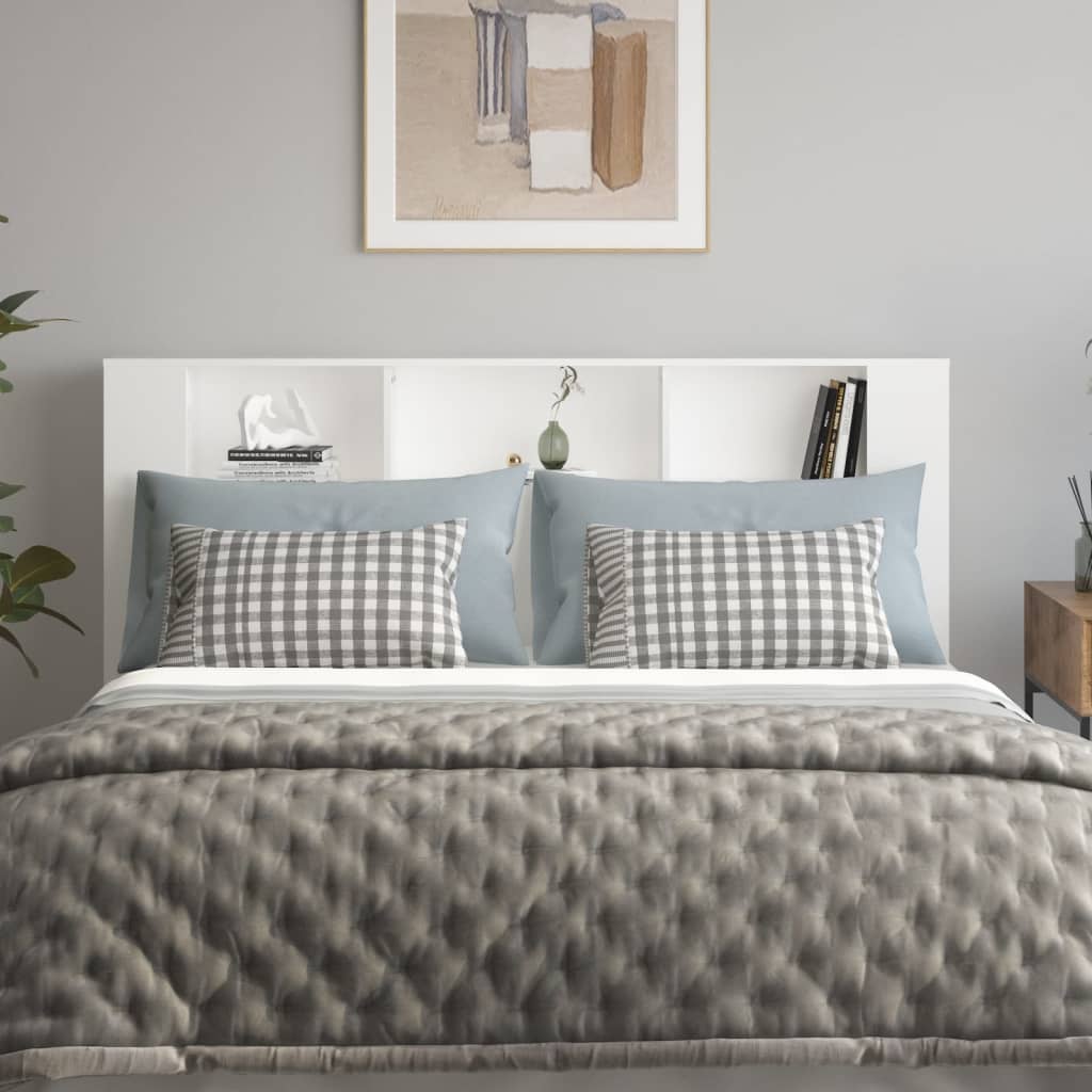 Headboard Cabinet 180cm White Bedroom Storage | Simpledeals