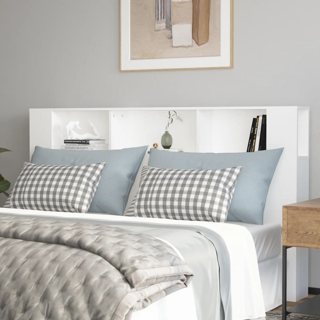 Headboard Cabinet 180cm White Bedroom Storage | Simpledeals