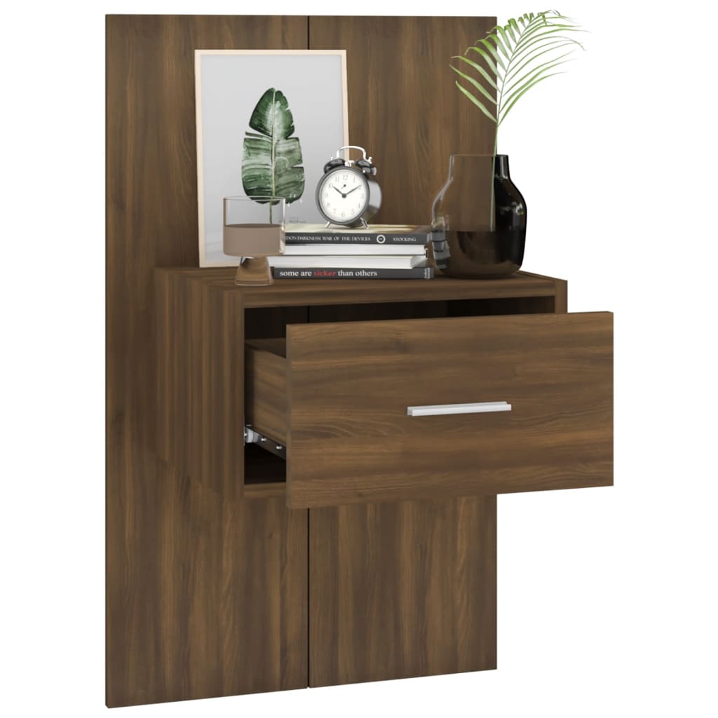 Wall Bedside Cabinet Brown