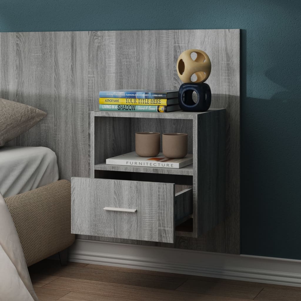 Wall Bedside Cabinets 2 pcs Grey Sonoma Engineered Wood